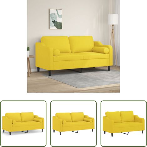 vidaXL Sofá de 2 plazas con cojines tela amarillo claro 140 cm (1/5)