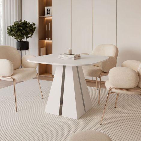 Table à Manger Extensible ZELO - 4-6 personnes - Ovale - 100x50x76 cm - Blanc (1/5)