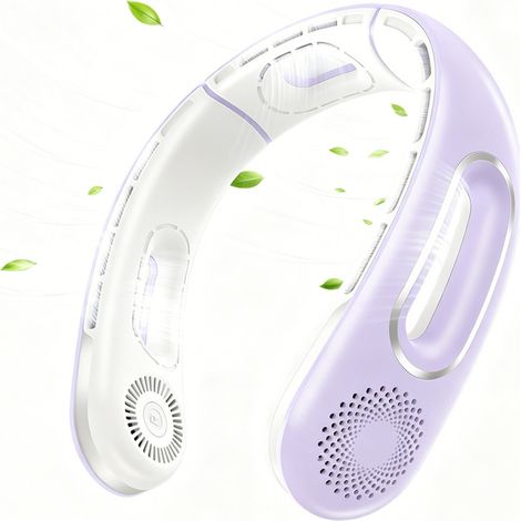 Ventilateur sans col à lame portable, 4 vitesses, grande capacité 3000mAh, petit ventilateur de poche rechargeable par USB - violet (1/5)