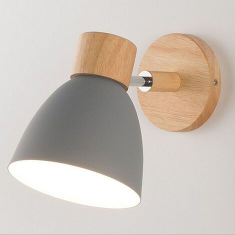 Applique murale moderne en bois nordique lampe murale rétro vintage pour intérieur chambre à coucher café bar salon gris (1/5)