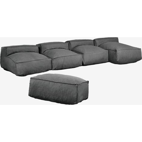 Divano modulare chaise longue 4 pezzi con pouf per giardino Dojans SKLUM            