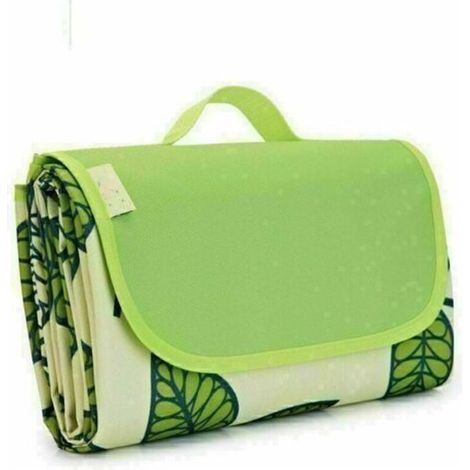 royaluxe -200 x 200 cm Couverture Tapis de Pique-Nique imperméable Couverture Pliable pour Camping Tapis de Plage composée et avec poignée Portable,Feuilles vertes