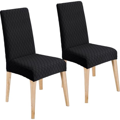 Stuhlhussen 2er Set, Universal Esszimmerstuhlbezug, Abnehmbar & Waschbar, Schwarz (1/5)