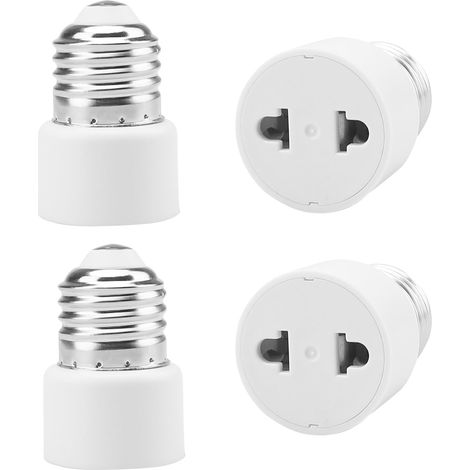 Lot de 4 adaptateurs de prise E27, douille de lampe E27, adaptateur de prise d'ampoule E27, douille E27 à visser pour porche, garage, caméra, terrasse, 2 broches, blanc (1/5)