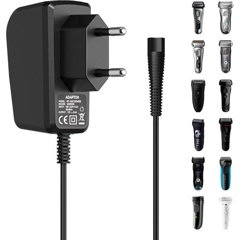 12V Charge Rasoir Series 9, 8, 7, 6, 5, 3, 1, Pro S3, S5, S7, S9, Silk-epil 5, 7, 9 - Adaptateur Secteur, Type 5544, 5542, 492 - Câble de Chargement (1/5)