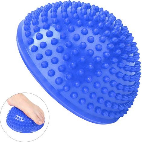 Blue PVC massage ball in the shape of a durian, ideal for stress relief and foot massage during yoga. Semi-circular shape. - AquaForge (1/5)