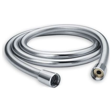 Flexible de douche 150 cm avec protection anti-torsion, tuyau de, et résistant à la torsion, testé pour l'eau potable sous pression, argenté (1/4)