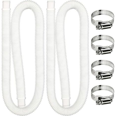 Tubo di ricambio per piscine fuori terra – Confezione da 2 tubi flessibili con 4 fascette metalliche incluse, compatibili con i filtri per piscine.
