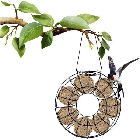 Mangeoire à oiseaux ronde Mangeoire à oiseaux suspendue Outil d'alimentation pour oiseaux sauvages pour l'extérieur et l'intérieur (1/5)