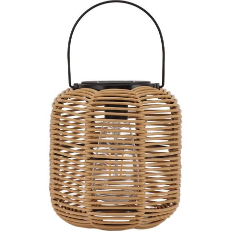 1 Lanterne solaire extérieure, étanche, en rotin plastique et fer, lumière chaude 2700–3000 K, autonomie 8 h, pour jardin patio cour porche (1/5)