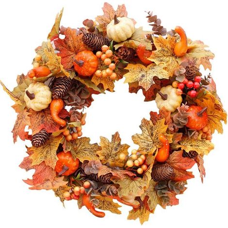 Couronne d'automne pour porte couronne florale colorée - Couronne d'automne pour portes murs patios & bureau à domicile (1/5)