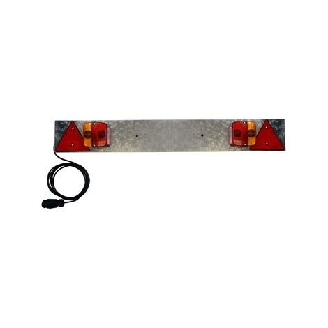 Galvanisierte Signalrampe, Breite 1 m, mit 2 Leuchten, 4 Funktionen, 2 Reflektor-Dreiecke und 4 m langem Kabel mit Stecker