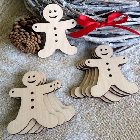 10x Ornements de Noël en Bois, Pendentifs Décoratifs Variés, pour Arbre et Cadeaux (1/4)