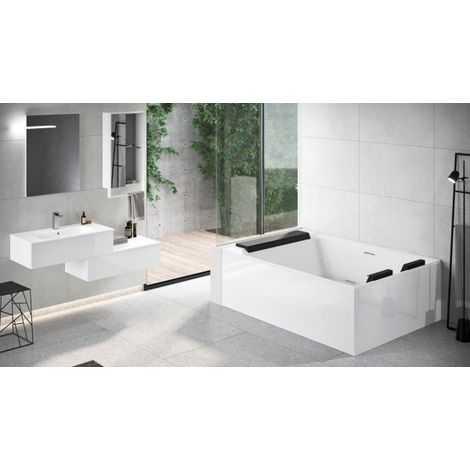 Baignoire duo NOVELLINI DIVINA DUAL 190x140 cm-Blanc-Droite-Blanc-140 -- (1/2)