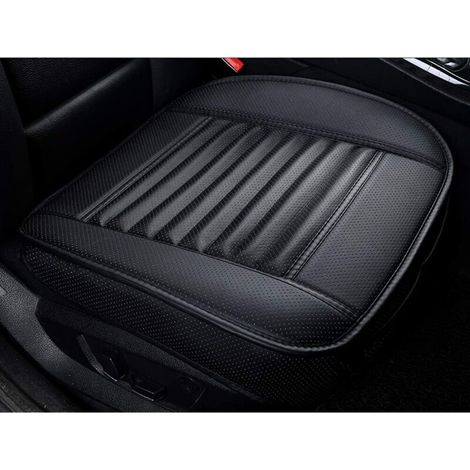 Housse de Siège de Voiture Avant Universelle Super Respirant Charbon de Bois de Bambou Cuir PU,20,8 20,1’’(1 Pièce-Noir) (1/5)