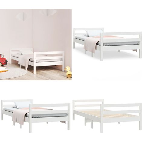 Letto senza Materasso Bianco 90x190 cm in Legno Massello Pino - Letto senza materasso - Letto in pino