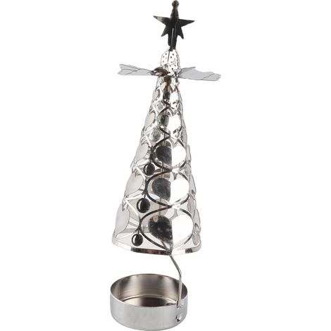 Bougeoir en forme d'arbre, pivotant, pour la décoration intérieure, ambiance dîner, décoration de fête, tasse en fer argentée en forme de cœur (1/5)