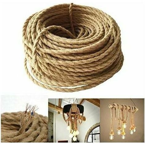 LED Lighting 10m Electrical Wire Rope 2 Cores Vintage Rope Lighting Cable Linen Copper Coated Wire Retro Braided Industrial Cord for DIY Pendant Lamp MUMU (1/4)