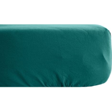Drap housse uni percale de coton MANOIR Bonnet de 35 cm 160x200 cm (1/5)