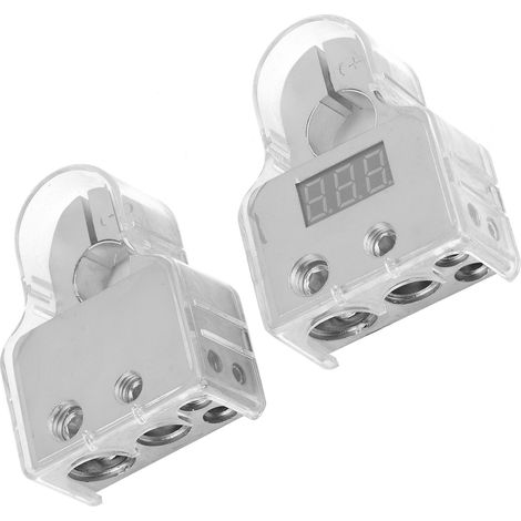 2 Stück Kfz-Batterieklemmen mit Voltmeter und Echtzeitüberwachung, 0/4/8 AWG, transparente Abdeckung (1/5)