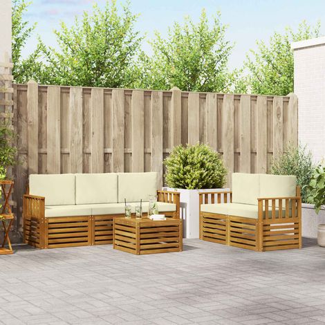 Sofagarnituren 6 pcs Natur und Creme Massivholz Akazie (1/5)