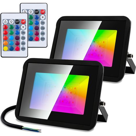 Randaco 2X30W RGB LED Strahler mit Fernbedienung RGB Strahler Außenstrahler Flutlichtstrahler (1/5)