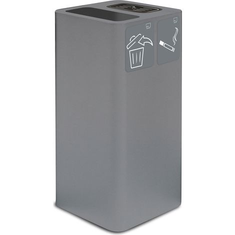 Pattumiera Per Raccolta Rifiuti 38x38xh80 cm In Acciaio Verniciato con Coperchio Basculante Grigio (1/2)
