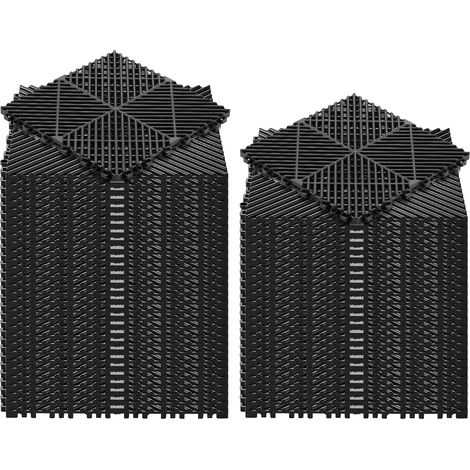 Dalles de sol modulables 310 x 310 mm, tapis de drainage emboîtables en PP antidérapant, évacuation automatique, pose facile, pour salle de bain, cuisine, piscine et extérieur, noir, lot de 55 (1/5)