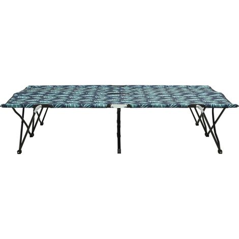 Chaise longue Transat Bain de soleil pliable 2 places Motif de feuilles Acier (1/5)