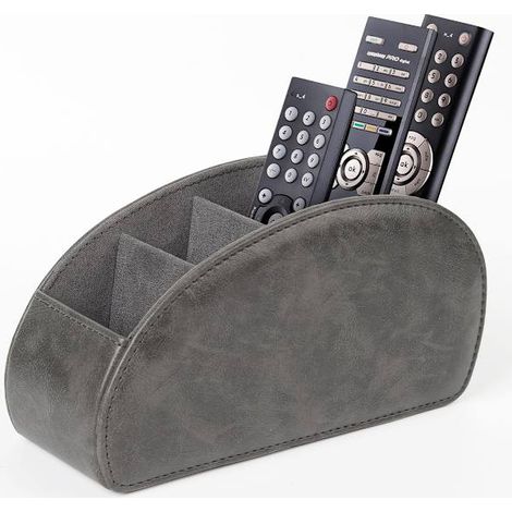 Porta telecomando con 5 scomparti, scatola organizer in pelle PU per telecomando TV, colore nero