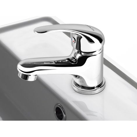 Robinet mitigeur de lavabo bas en laiton chrome avec systeme vidage (1/3)