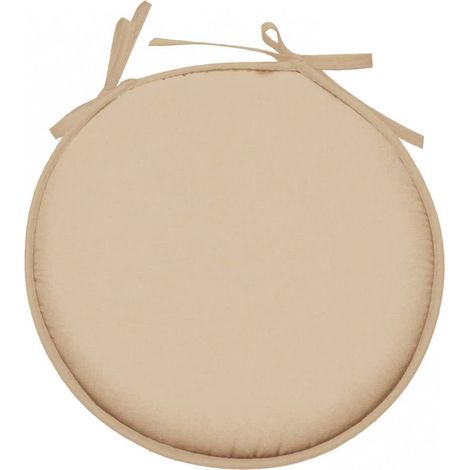 Galette de chaise ronde en polyester ton lin