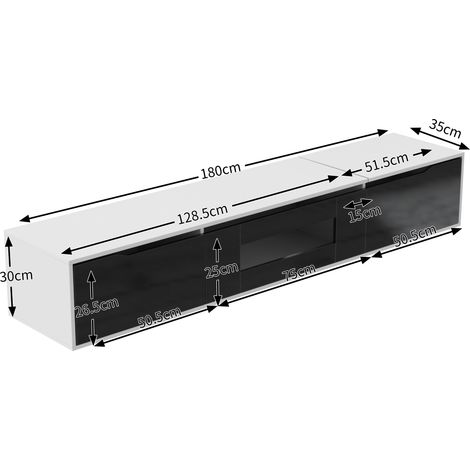 Meuble TV et vitrine contemporains, laque noir et blanc, éclairage LED multicolore, façade noire brillante, design épuré. (1/5)