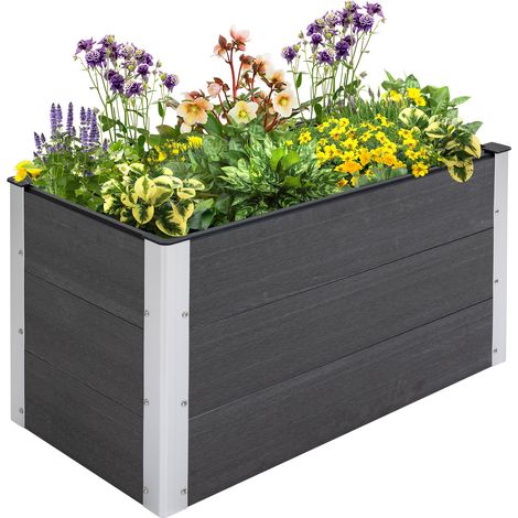 Bac surélevé aluminium jardin cadre froid étanche sans fond 100x50x55,5cm gris