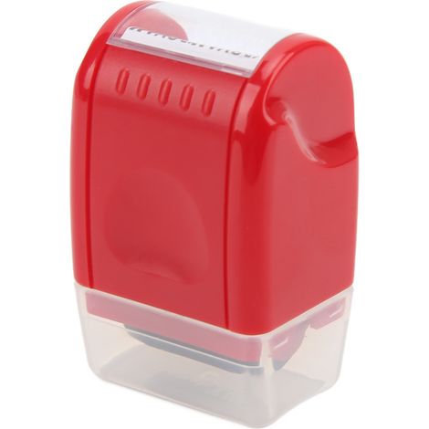 Tampon de confidentialité avec rouleau photosensible, fenêtre amovible, en matériau ABS (rouge). (1/5)