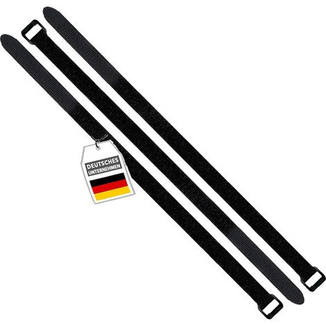 3x bande toison et crochet 120cm avec boucle, noir, 20mm de largeur, Sangle auto-agrippant, attache-câble réutilisable en nylon KSE12003 (1/5)