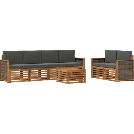 Outdoor-Sofagarnitur 7 stk. Natur und Anthrazit vidaXL (1/5)