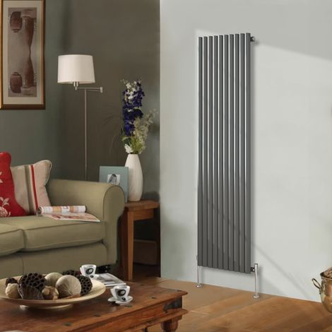 NRG Designer Radiator Oval Column Central Heating Anthracite Rads Vertical 1800x590mm Single
