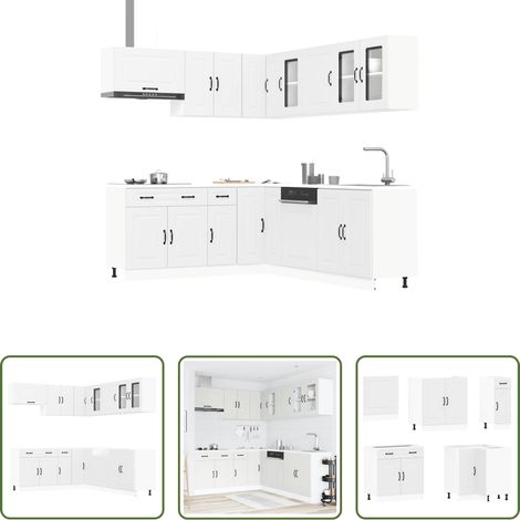 Küchenschränke -  11-tlg. Küchenschrank-Set Kalmar Weiß Holzwerkstoff (1/5)