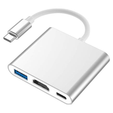 Adaptateur USB C avec Sortie HDMI 4K Port USB 3.0 et Port de Charge de Type C 100 W, Adaptateur multiport AV numérique pour MacBook Pro/Air, iPad Pro (1/5)
