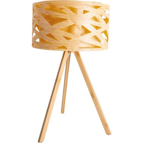 Tischleuchte Beistelllampe Nachttischlampe Schreibtischlampe Bambus-Look H 55 cm (1/5)