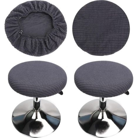 2 Pièces Housse Tabouret Rond(Gris), Housse Tabouret de Bar Rond, Lavable Facile d'entretien Doux et Durable, pour Tabouret 30-40cm (1/4)