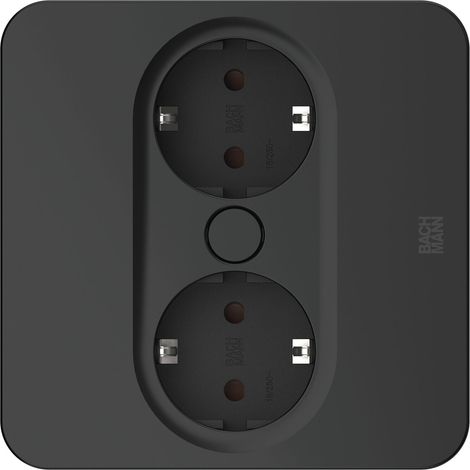BACHMANN Einbausteckdose TWIST 2 eckig, 2 x Schuko, schwarz matt (1/5)