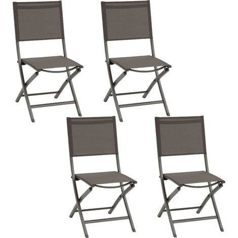 Lot de 4 chaises pliantes en aluminium et texaline ESSENTIA (1/5)