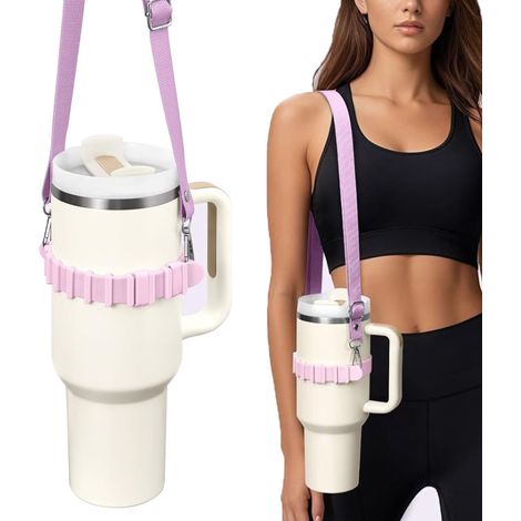 Portabotellas con correa para el hombro para accesorios de botellas de agua, correa ajustable para el hombro, compatible con Stanley Tumbler, Ow-ala, Hydroflask, YE-TI, etc. (1/5)