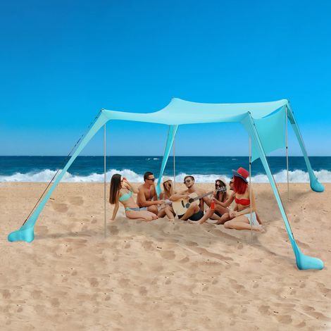 Tente de Plage avec l'ancre de Sable, portative d'auvent abri de Plage avec Protection UV UPF50+ et Poteaux en Aluminium (1/5)