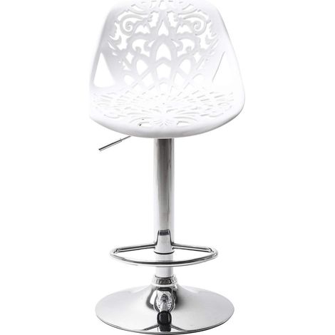 Kare Design Sgabello da Bar Ornament Bianco, 85/107x45x50cm, Regolabile Altezza Seduta 57-79cm, Girevole 360°, Bar, Zona Living, Cucina, Sala da Pranzo, Soggiorno (1/5)