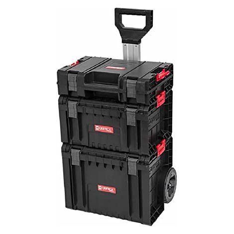 Qbrick – Boîte à outils sur roulettes 28L – Polypropylène et aluminium – Séparateurs intégrés pour rangement optimal – Pour chantiers humides (1/6)