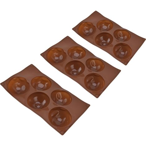 Lot de 3 moules à pâtisserie ronds en silicone alimentaire à 5 cavités pour chocolats, biscuits et pâtisseries. (1/5)