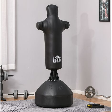 Boxsack sur pied 63x63x180 cm en acier noir, stable pour boxe et kickboxing FloraGrace (1/5)